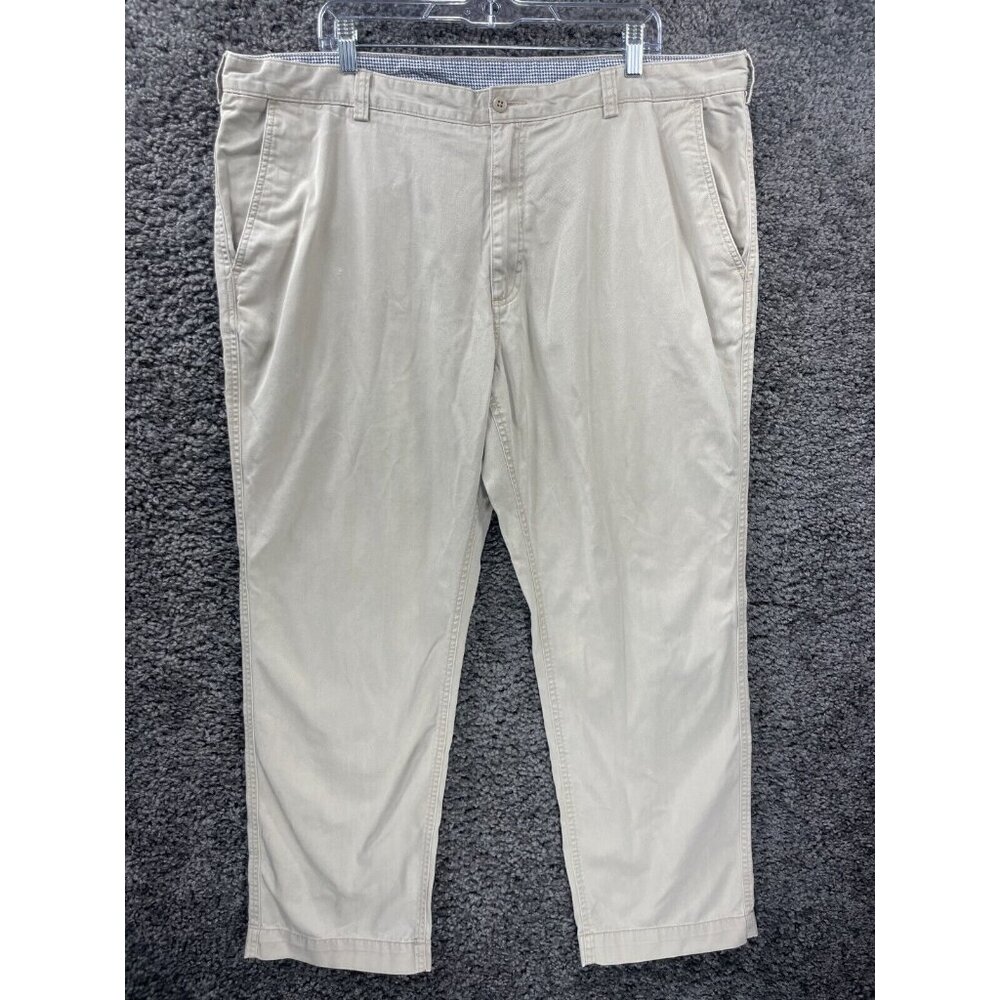 Cremieux Chino Pants Men's 42X30 Beige Flat Front Slash Pockets Authentic Fit